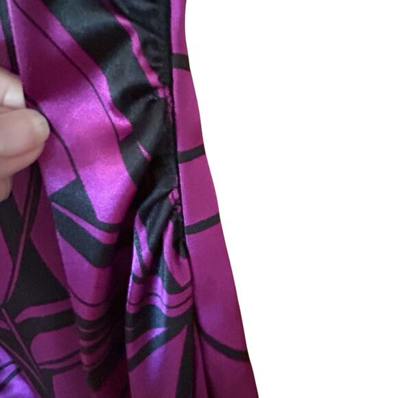 MAGGY LONDON Women’s Purple Black Sheath Ruched Midi Cocktail Dress Size 10 - Picture 6 of 15